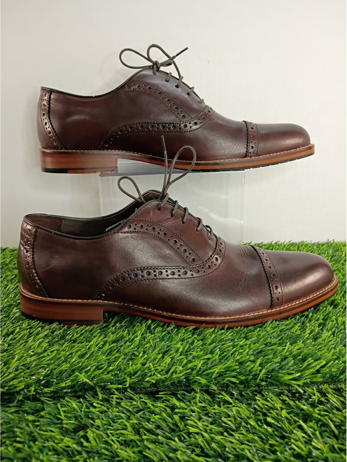Aston Grey Mens Shoe Ssize 10.5 Brown/Red Leather Dress Shoes